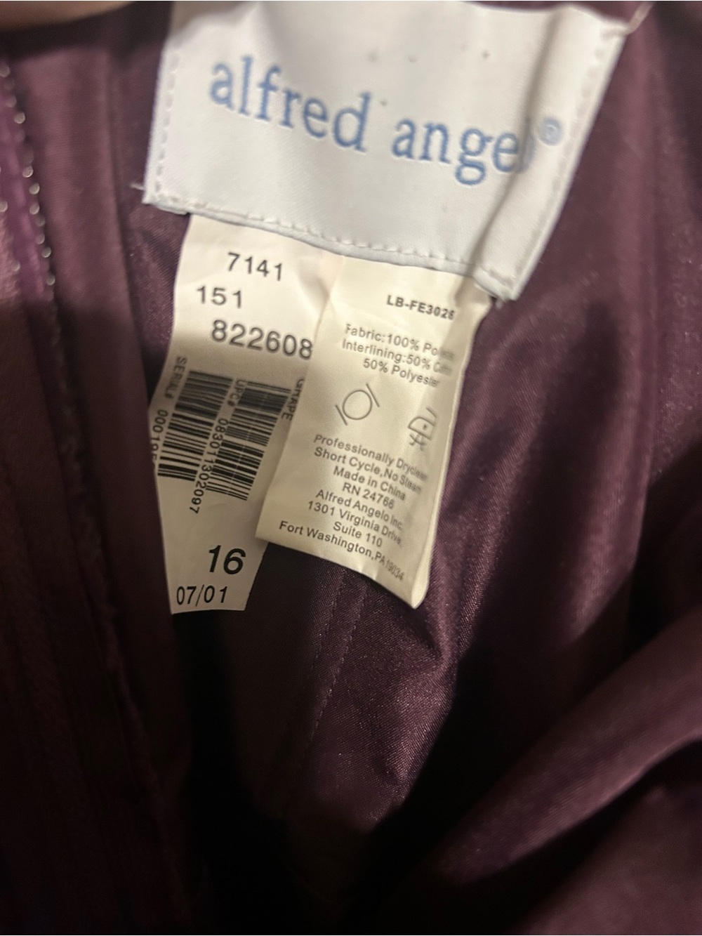 Alfred Angelo Satin strapless plum dress